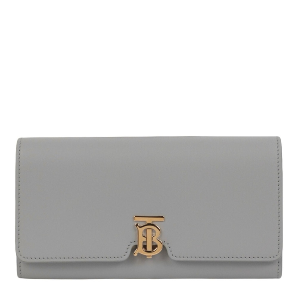 BURBERRY Continental TB Monogram Logo Bi-Fold Leather Wallet Clutch